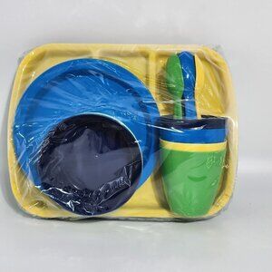 Mainstays Kids Childrens 24 pc Dinnerware Set Pastel Colors BPA Free Multicolor